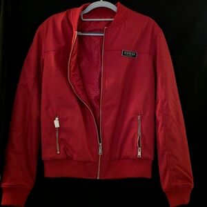 GUESS Women's Vibrant Red Bomber Jacket